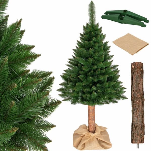 220cm Realistisk Konstgjord Julgran med Naturlig Trästam från Vikingchoice