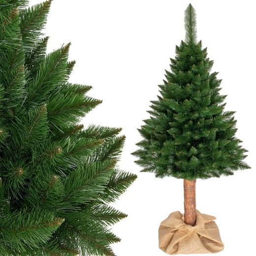 220cm Realistisk Konstgjord Julgran med Naturlig Trästam från Vikingchoice