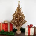 Miniatyrbillede 2 af 3: Kunstigt guld juletræ, dekorativt juletræ med jute, 60 cm