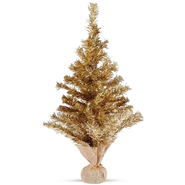 Kunstigt guld juletræ, dekorativt juletræ med jute, 60 cm