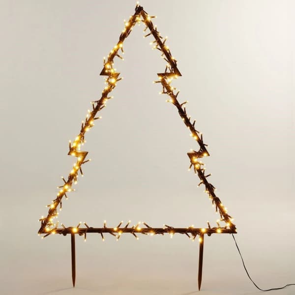 Ulkona oleva metallinen joulukuusi, 225 LED, 100 cm