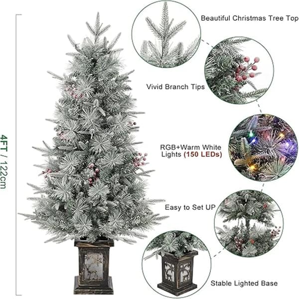 4 jalkaa korkea keinotekoinen joulukuusi, 150 LED-valoa, 9 valaistusmoodia,150LED