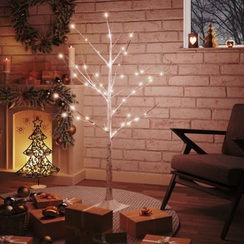 Björkträd med LED varmvit 48 LEDs 120 cm