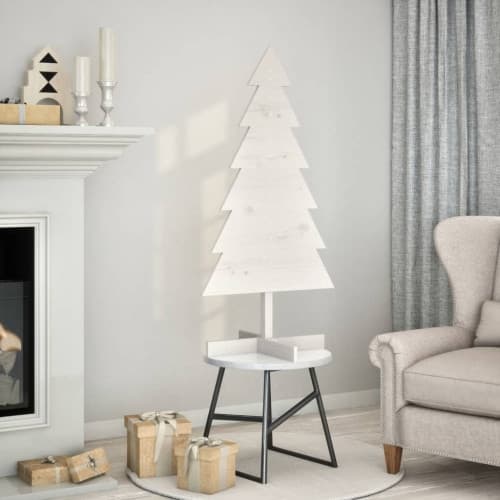 Julgran trä vit 120 cm massiv furu