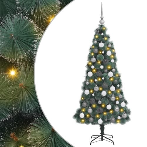 Konstgjord Julgran LED & Kule Set Grön 150 cm PET