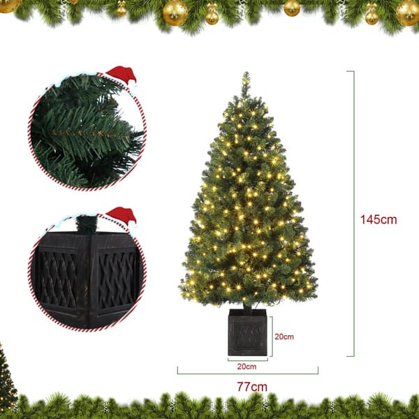 Konstgjord Julgran, 300 LED-lampor, 410 Grenar,145 cm