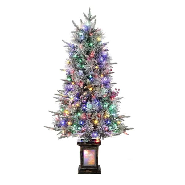 Konstgjord Julgran, 4 fot hög, 150 LED-lampor,Transparent bas
