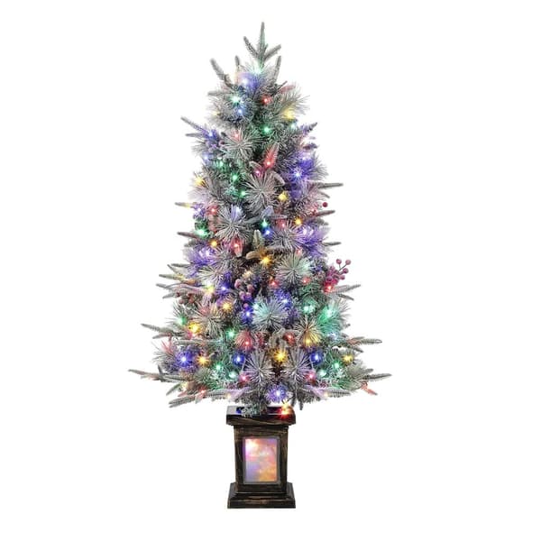Konstgjord Julgran, 4 fot hög, 150 LED-lampor,Transparent bas