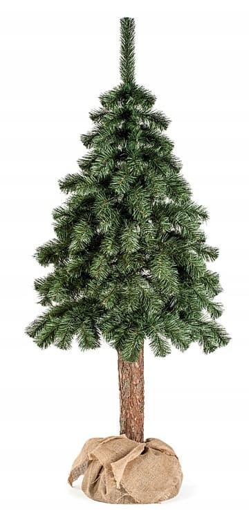 Grön julgran i en jutepåse på en 180 cm stam