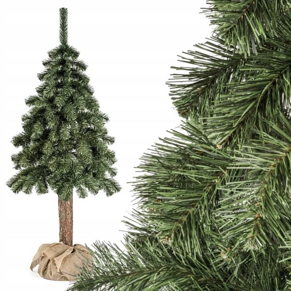 Grön julgran i en jutepåse på en 180 cm stam