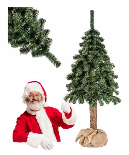Grön julgran i en jutepåse på en 180 cm stam