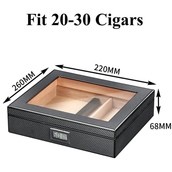 Cigar Humidor Boks, Bærbar Rejsekasse, Luftfugter Hygrometer, Rød