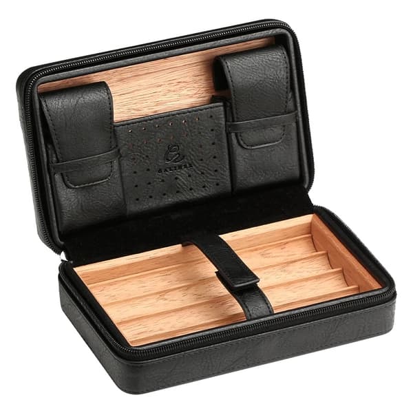 Bærbar cedertræ cigaræske, elegant læderdesign, rejsevenlig,HC-117B-WU
