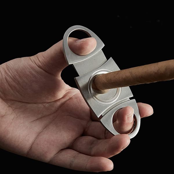 INF Cigarskærer med dobbelt guillotine rustfrit stål Sølv