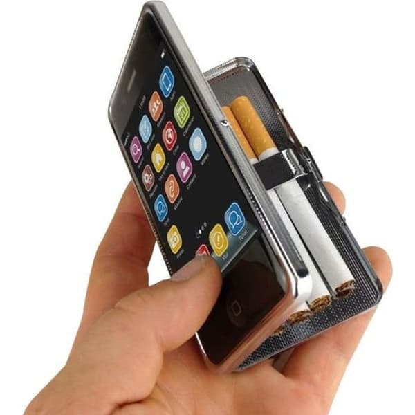 Cigarettlåda imiterad iPhone smatphone mobiltelefon * storlek: 11,2 x 5,8 x 1 cm * Material: metall * Kapacitet: 6