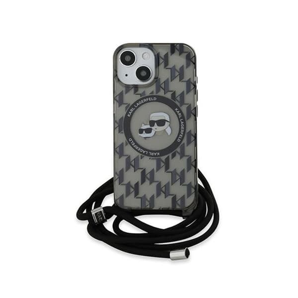 Karl Lagerfeld IML Karl &amp; Choupette Head MagSafe Monogram Crossbody - Fodral för iPhone 15/14/13 (svart)