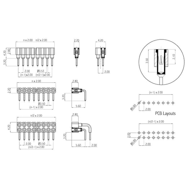 TRU COMPONENTS Honkontakt (precision) Antal serier: 1 Antal positioner per rad: 40 TC-0514-040-1-50-00-6 1 st