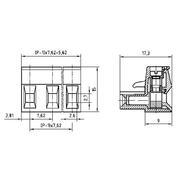 PTR Hartmann Sockelhuskabel AKZ960 Totalt antal poler 10 Rastermått: 7.62 mm 50960100021D 1 st