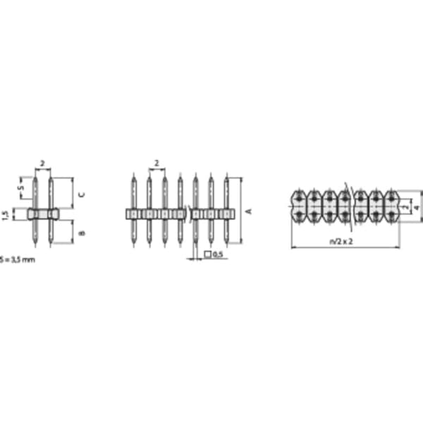 Fischer Elektronik Stiftlist (standard) Antal serier: 2 Antal positioner per rad: 50 SLY 2/104/100/G 1 st