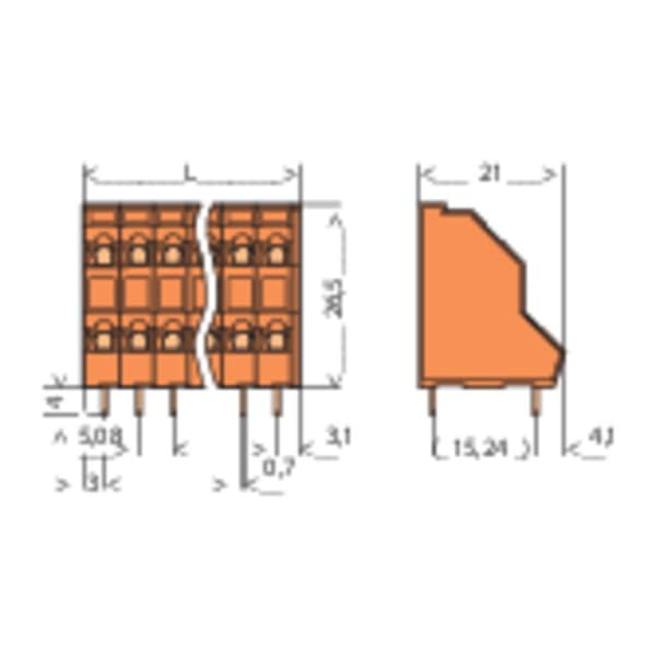 WAGO Dubbeldäckad terminal 2.50 mm² Antal poler 12 Orange 1 st