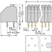 WAGO 250-404 Fjederkraftsklemmeblok 0.50 mm² Poltal 4 Grå 1 stk