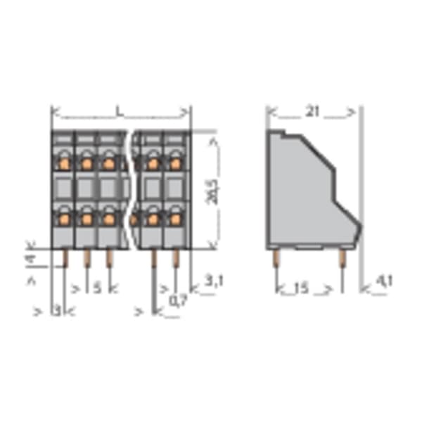 WAGO 736-108 Dubbeldäckad terminal 2.50 mm² Antal poler 16 Grå 1 st