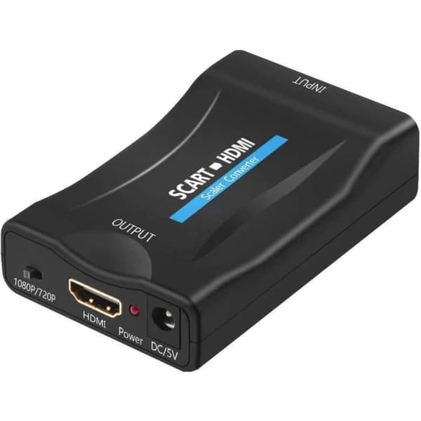QGECEN Scart till HDMI-omvandlare, SCART till HDMI-adapteromvandlare Audio Video Rater-stöd HDMI 720/1080P-utgång för