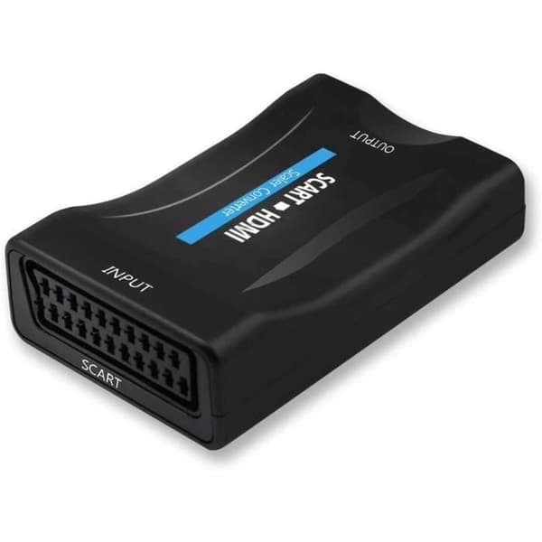 QGECEN Scart till HDMI-omvandlare, SCART till HDMI-adapteromvandlare Audio Video Rater-stöd HDMI 720/1080P-utgång för