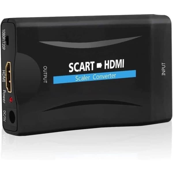 QGECEN Scart till HDMI-omvandlare, SCART till HDMI-adapteromvandlare Audio Video Rater-stöd HDMI 720/1080P-utgång för