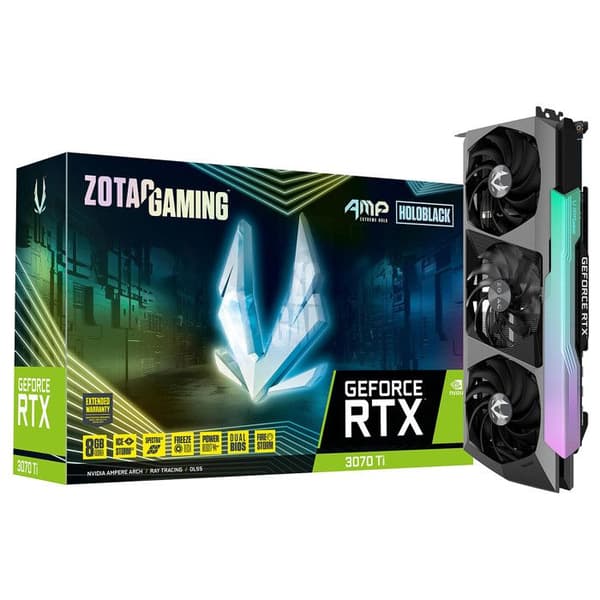 Zotac Gaming GeForce® RTX 3070 Ti AMP Extreme Holo Svart, Grå