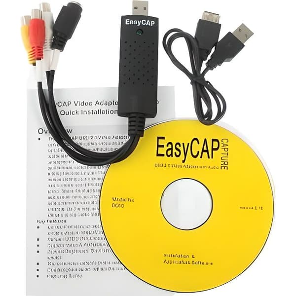 Videoinspelningsprodukt - EasyCap - Video+ljudfångststicka - USB 2.0 - Svart färg