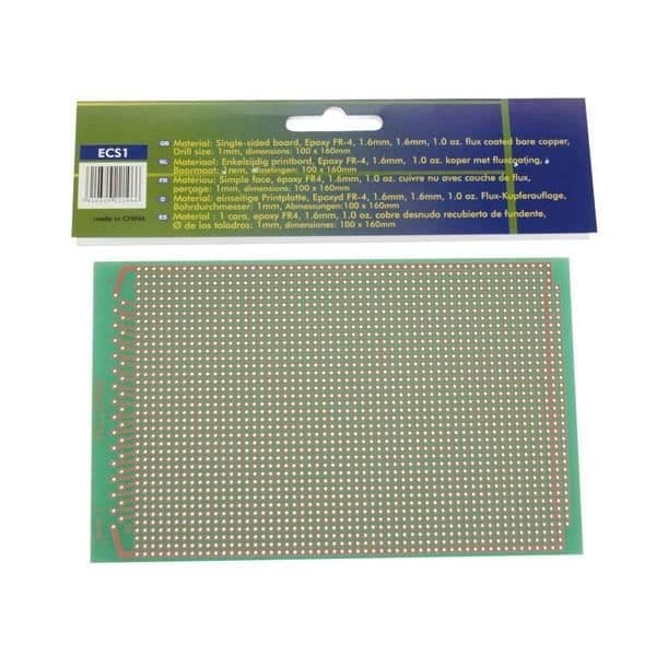 Velleman EUROCARD PAD 1 HÅL - 100x160mm -... Grön