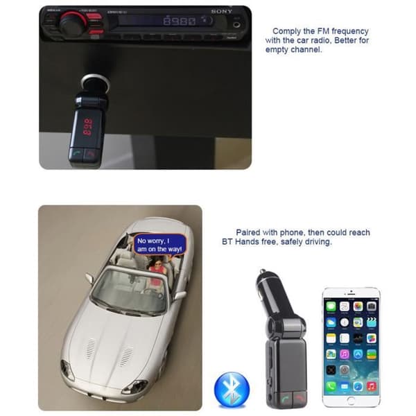 Kit Bil - FM Bluetooth Adapter - Handsfree Samtal - Musik Kontrol - Laddningsport