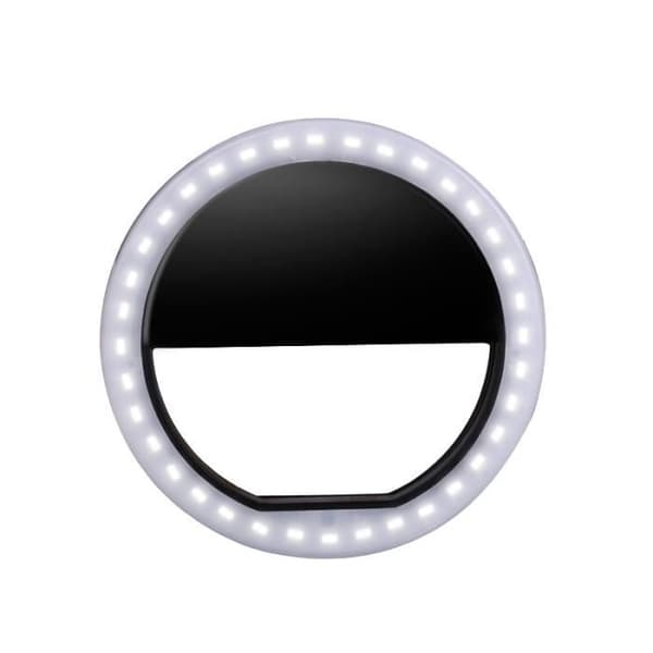Bärbar LED-ringblixt - Ej specificerad - Svart - Idealisk för selfies - PC + ABS-material - Kompakt och lätt