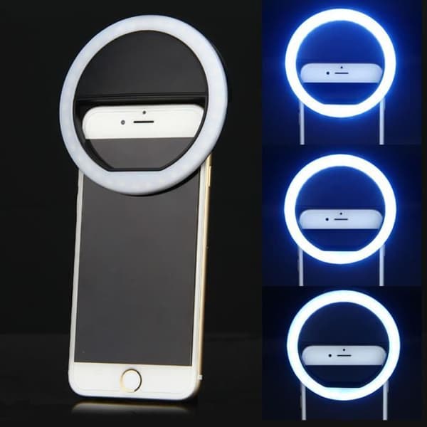 Bärbar LED-ringblixt - Ej specificerad - Svart - Idealisk för selfies - PC + ABS-material - Kompakt och lätt