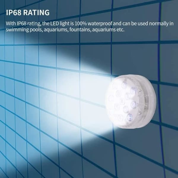 Laiashley 4-pack nedsänkbara LED-lampor med 13 LED-magnetsugkoppar för badtunna, damm, pool, foundation, fest A178