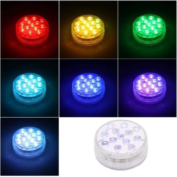 Laiashley 4-pack nedsänkbara LED-lampor med 13 LED-magnetsugkoppar för badtunna, damm, pool, foundation, fest A178