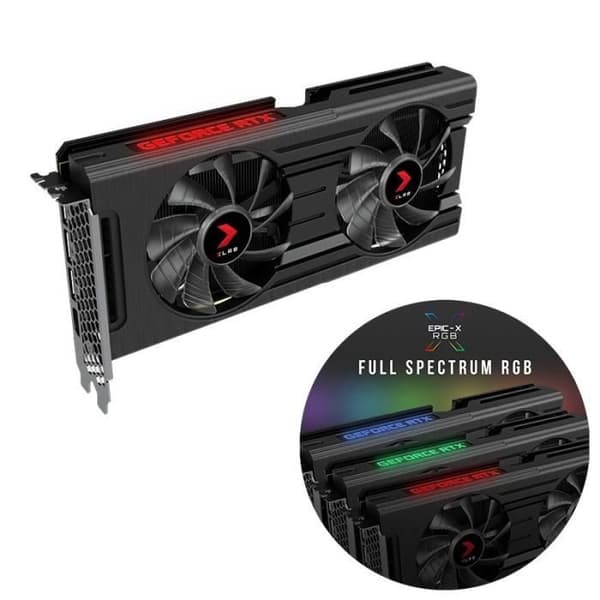 Grafikkort - PNY - GeForce RTX 3050 8GB XLR8 Gaming REVEL EPIC-X RGB Dual Fan Edition (VCG30508DFXPPB)