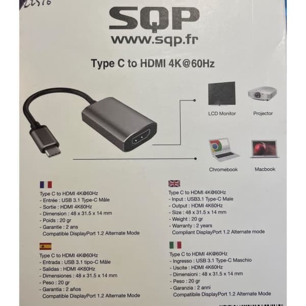 USB 3.1 TYP C till HDMI VIDEOADAPTER 15CM 4K 60HZ