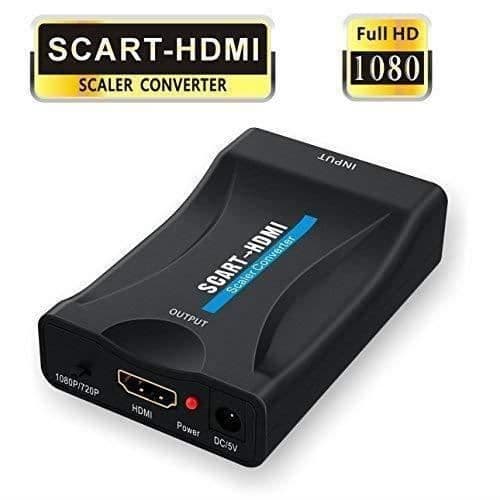 SCART till HDMI-adapter, 1080P SCART till HDMI-omvandlare med USB-strömkabel för anslutning av en
