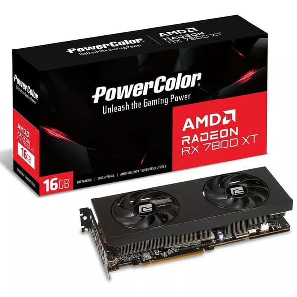 Grafikkort - PowerColor - AMD Radeon RX 7800 XT - 16 GB GDDR6 - PCI Express 4.0 - HDMI VR Ready Svart