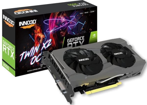 Grafikkort - Inno3D - GeForce RTX 3050 Twin X2 OC - 8GB GDDR6 - 7680x4320 - PCIe 4.0 x16