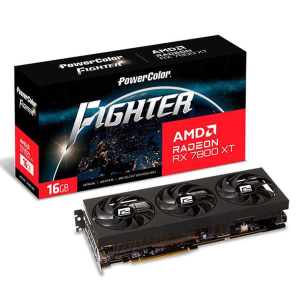 Grafikkort - Powercolor Fighter AMD Radeon RX 7800 XT - 16 GB GDDR6 - 3840 enheter - 2475 MHz Svart
