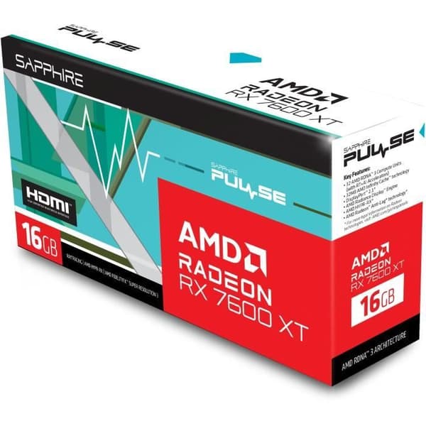 SAPPHIRE - Grafikkort - PULSE AMD RADEON™ RX 7600 XT GAMING OC 16GB GDDR6 DUAL HDMI