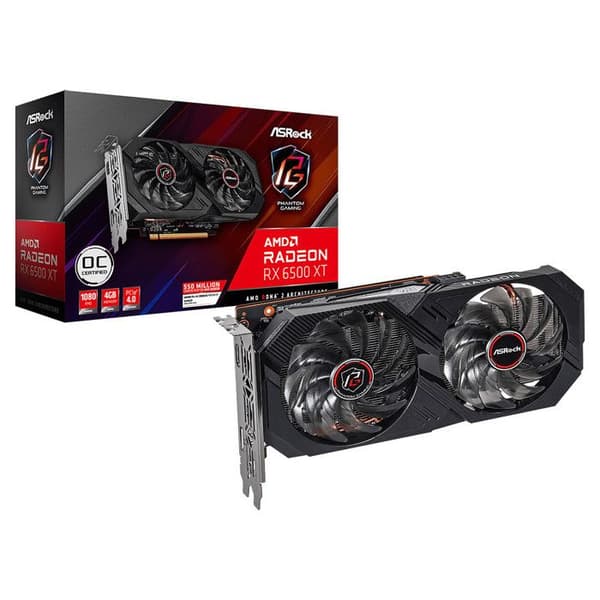 Asrock Phantom Gaming RX 6500 XT 4GB OC AMD Radeon RX 6500 XT GDDR6 Svart