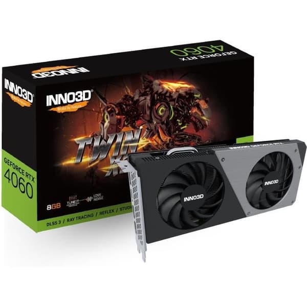 Inno3D Nvidia Geforce Rtx 4060 X2 Twin 8 GB Gddr6 Dlss3 grafikkort Svart
