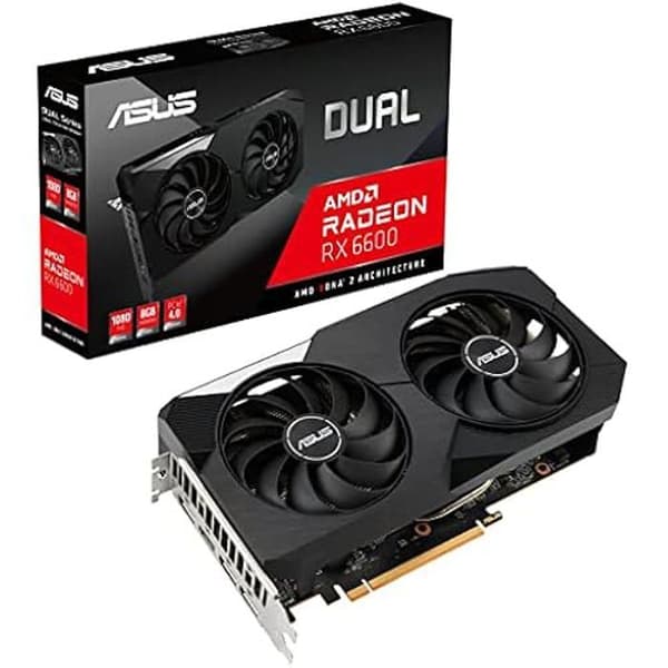 Grafikkort - ASUS - DUAL AMD Radeon RX 6600 - 8GB GDDR6 - PCIe 4.0 - Axiella fläktar Svart
