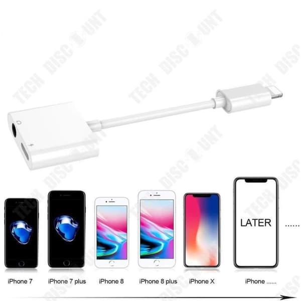 TD® Hörlursadapter för iPhone 12 3,5 mm Splitter Converter till 3,5 mm Jack AUX ljudkabel för alla iOS - Vit