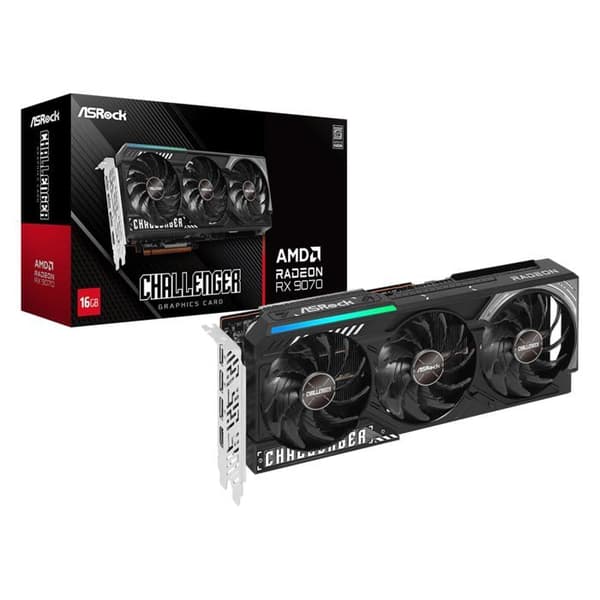 Grafikkort - ASRock - Radeon RX 9070 Challenger - 16 GB GDDR6 - Överklockning - 7680 x 4320