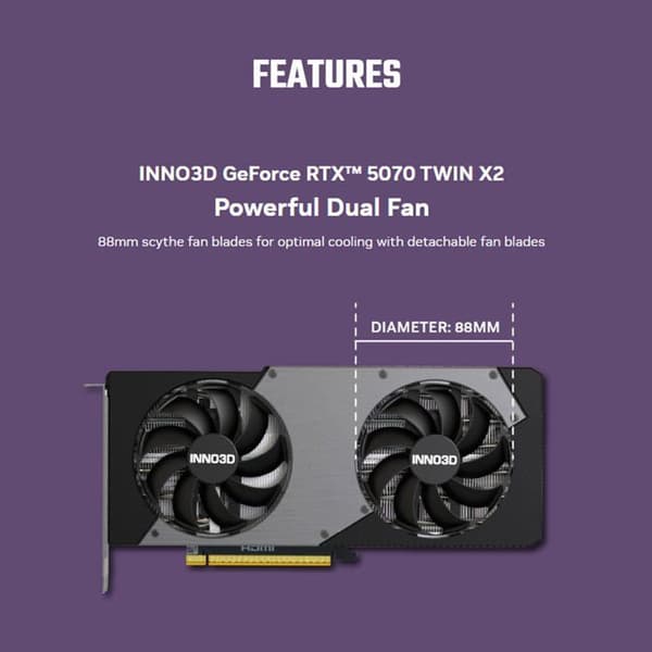 Grafikkort - Inno3D - GeForce RTX 5070 - 12 GB GDDR7 - DLSS 4 - PCI-Express x16